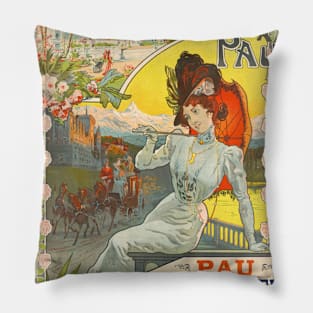 L'Hiver à Pau France Vintage Poster 1900 Pillow