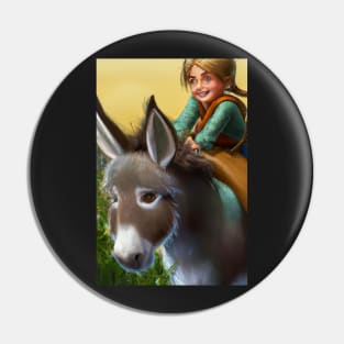 Girl on a Donkey Greeting Cards Pin