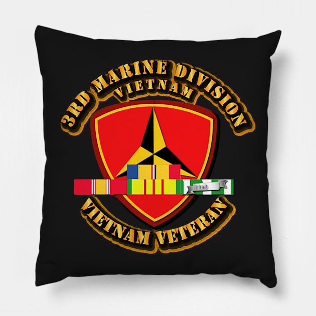 3rd Marine Division w SVC Ribbons Pillow by Bettino1998