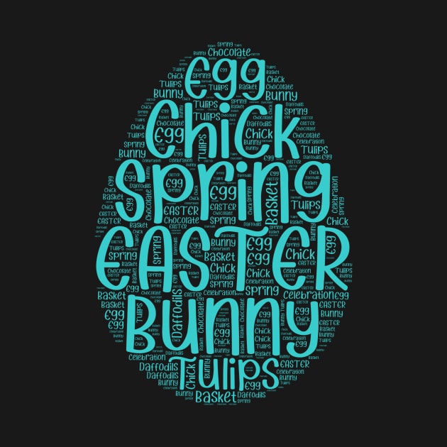 Cute Teal Easter Words Egg by JanesCreations