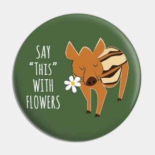 Little boar with a flower #2 Pin