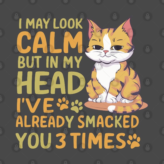 Funny I May Look Calm But In My Head I Already Smacked You Cat Design by TF Brands