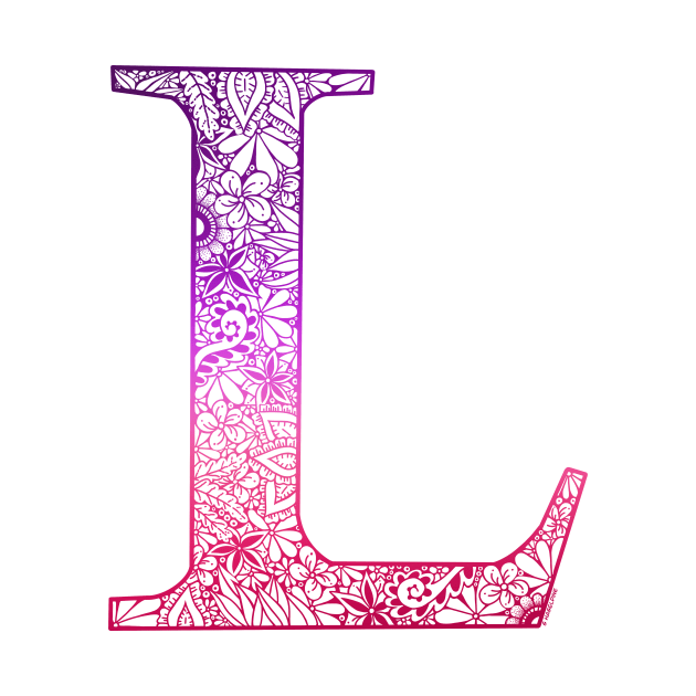 Floral  Letter Capital L Pink by Shaseldine