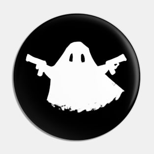 Ghost with a gun (white version) Pin