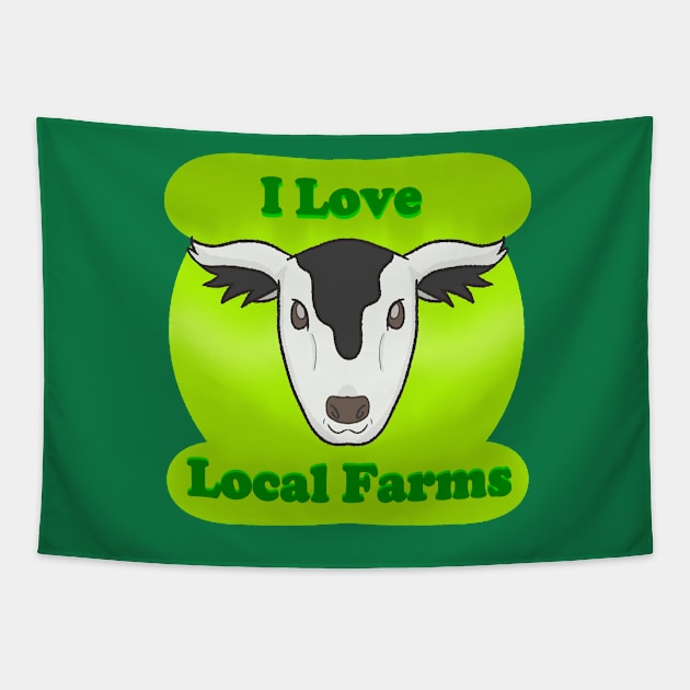 Happy Cow (I Love Local Farms) Tapestry by Quirkball