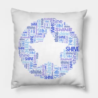 Word collage: SHINE + star (shades of blue) Pillow