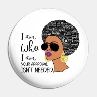 African Queen Lady Natural Hair African America Word Art Pin