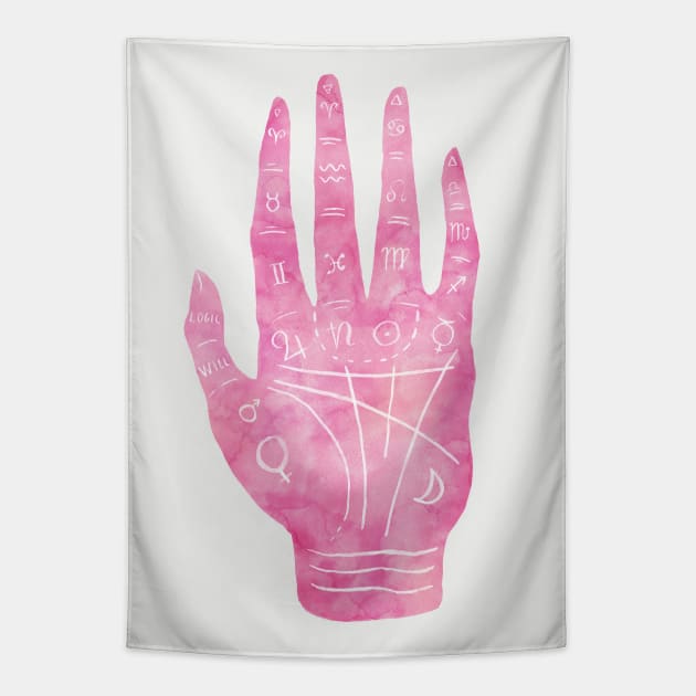 Palm Reading Chart - Pink Tapestry by Serena Archetti