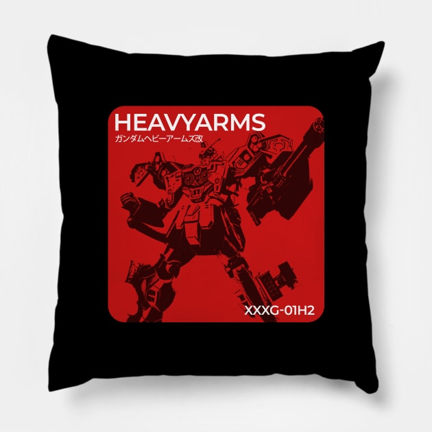 gundam heavyarms- red stencil Pillow by Thermul Bidean