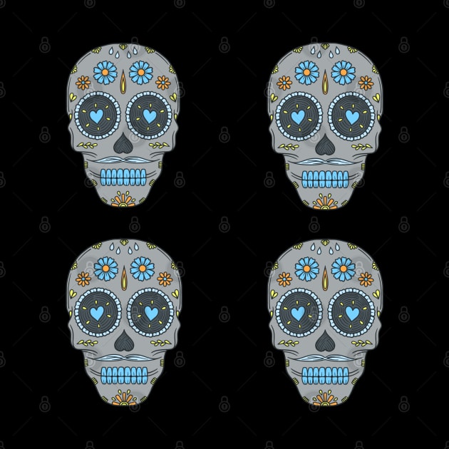 Grey Blue and Orange Day of the Dead Candy Skulls Pack by Scriptnbones