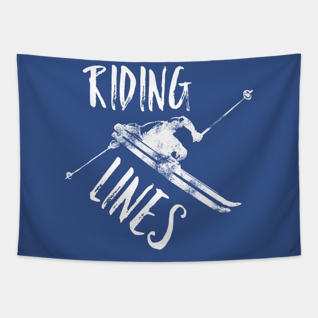 Riding Lines Slope, snow t-shirts, ski t-shirts, powder t-shirts, winter sports t-shirt, sfreestyle skiing, boarder t-shirts, skiing lover, Tapestry by Style Conscious