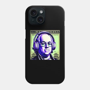 Bankroll Ben Franklin with Retro Headphones Phone Case