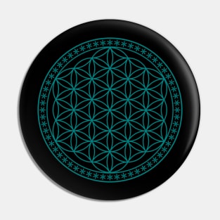 Flower of Life Sacred Geometry Turquoise Pin