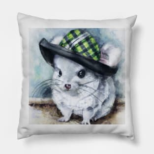 cute chinchilla wearing a hat 1 Pillow