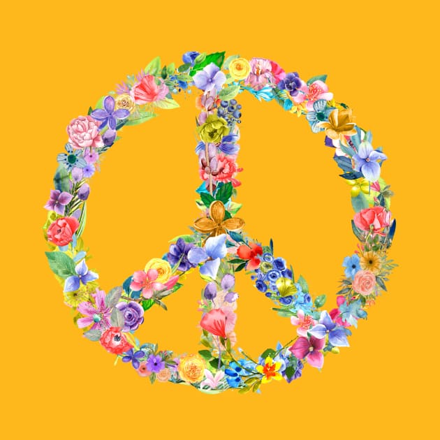 Peace Sign (Watercolor Flower Wreath) by StrayCat