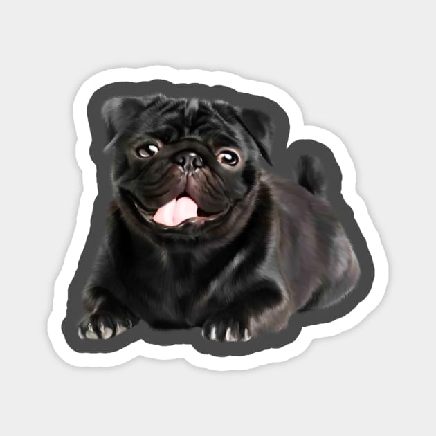 Black Pug Dog, Love Pug Dogs Magnet by logiamerch