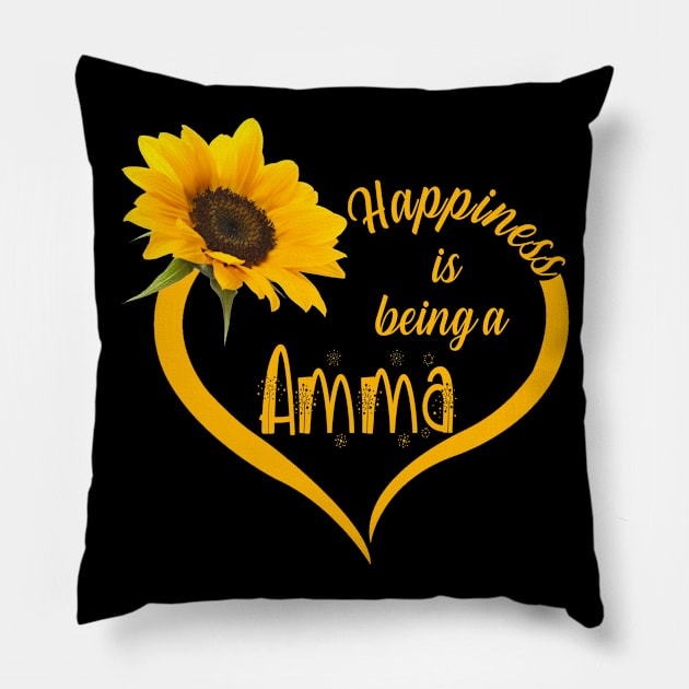 Happiness Is Being A Amma Pillow by Damsin