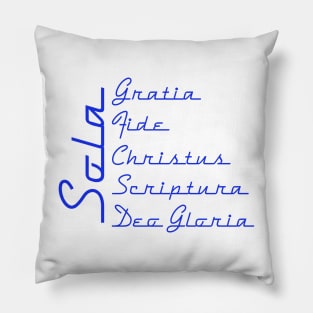 The Five Solas Retro Blue Pillow