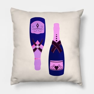 Pink and purple champagne bottles Pillow