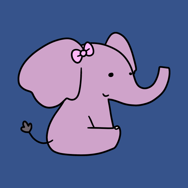 Pink Bow Purple Elephant by saradaboru