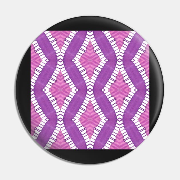 Bright Pink and Purple Batik Watercolor Tye Dye Stripe Pin by gloobella