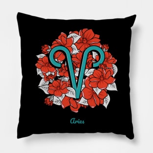 Floral Zodiac Sign Aries Gift Women Men Pillow