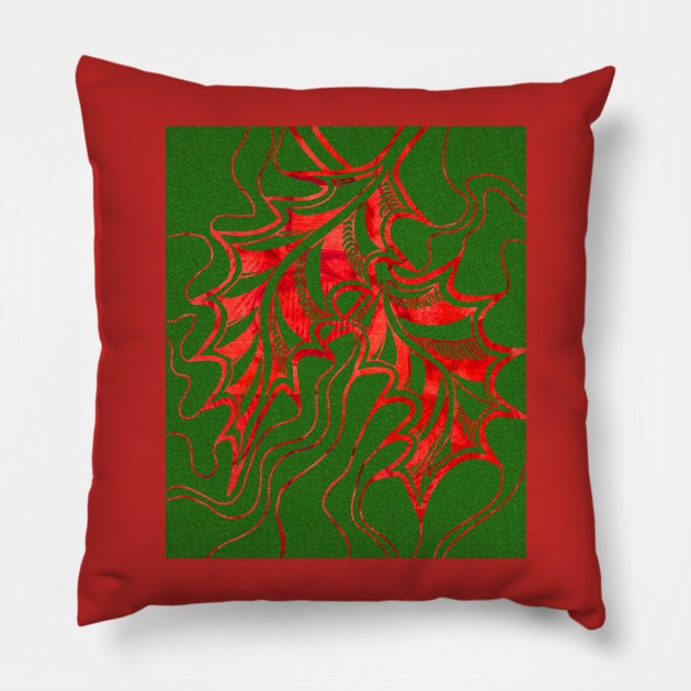 Miniature Aussie Tangle 020 in Xmas Red and Green Pillow by Heatherian