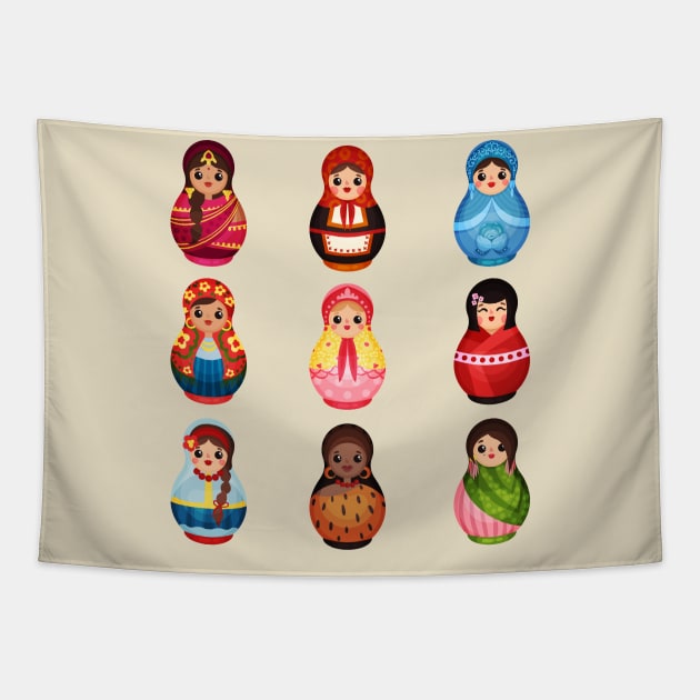 Russian Dolls Collection Tapestry by Mako Design 