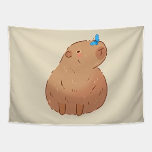 Capybara and butterfly Tapestry