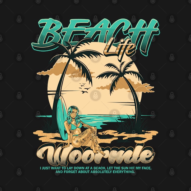 Retro Summer Life 70s 80s Style Beach Vacation Print by woormle