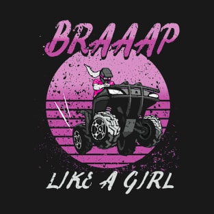 Braaap Women's Vintage Retro Pink Quad ATV T-Shirt