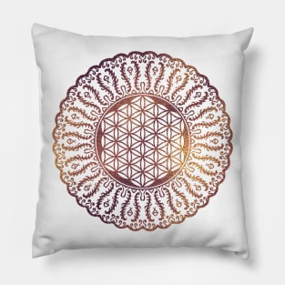 Flower of life in mandala gentle pastel glitter Pillow