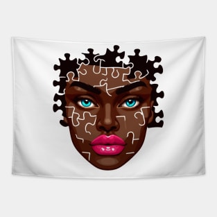 Afrocentric Woman Face Puzzle Tapestry