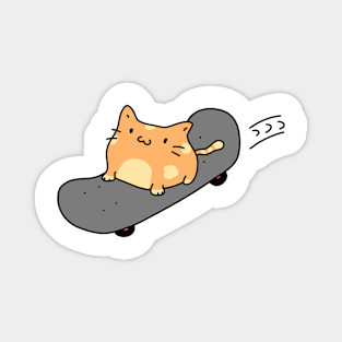 Skater Cat Cute Comic Funny Pet Love Cats Sports Skateboard Fat Fluffy Paws Magnet