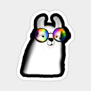 Llama with rainbow glasses Magnet