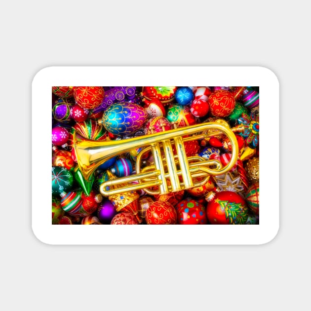 Brass Christmas Trumpet Magnet by photogarry