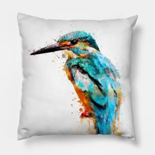 Dramabite Watercolor kingfisher animal bird artistic painting Pillow