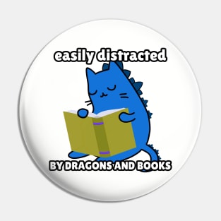 Cat Dragon Book reading easily distracted Pin