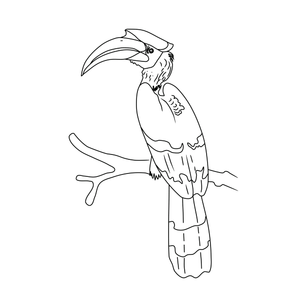 line art illustration of hornbill bird by bloomroge