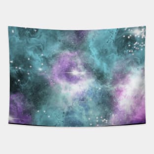 Blue Turquoise Purple Star Nebula Space Galaxy Universe Tapestry