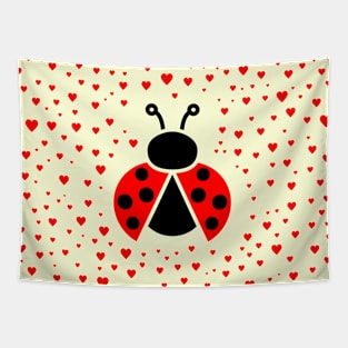 Ladybug with heart shapes texture Tapestry