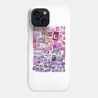 Pink purple postage stamps from all over the world Phone Case