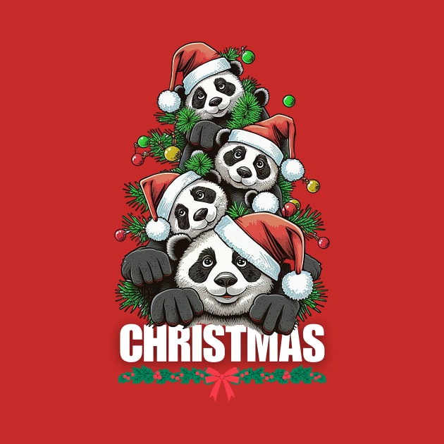 Christmas Pandas (momma and 3 cubs) by PersianFMts