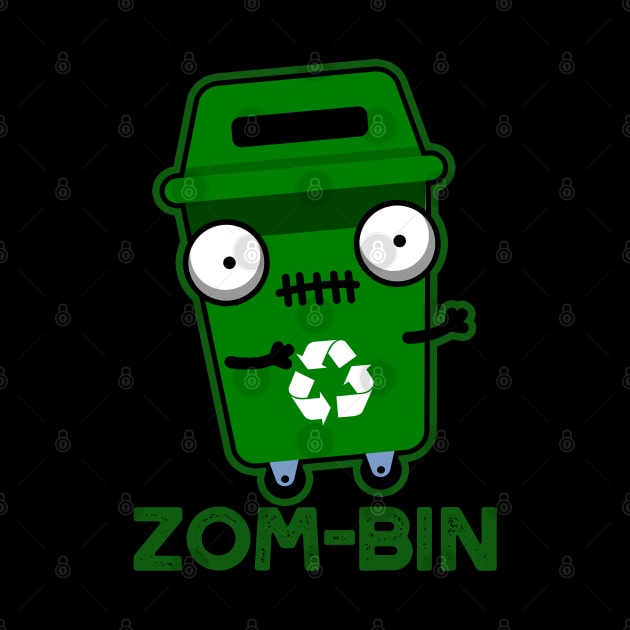 Zom-bin Cute Halloween Zombie Trash Bin Pun by punnybone