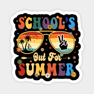 Retro Last Day of School's Out For Summer Teacher Magnet