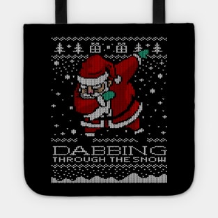 Dabbing Through The Snow Santa Shirt Ugly Christmas Sweater Tote