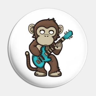 Monkey Playing Guitar Pin