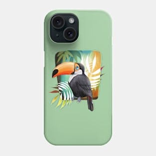 Toucan bird with tropical leaves Phone Case