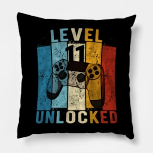 Level 11 Unlocked Video Gamer 11 Year Old 11th Birthday Pillow