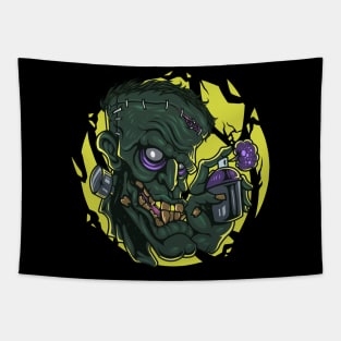 Zombie Head Mascot Spray Tapestry